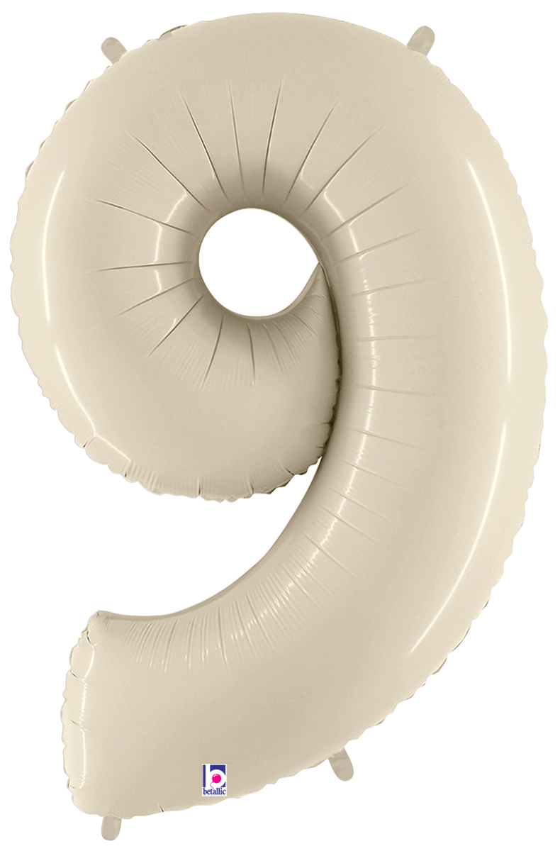 Balloons2Go Balloons 9 40 inch White Sand Foil Numbers 40in White Sand Foil Numbers | Elegant Numeric Balloon Display