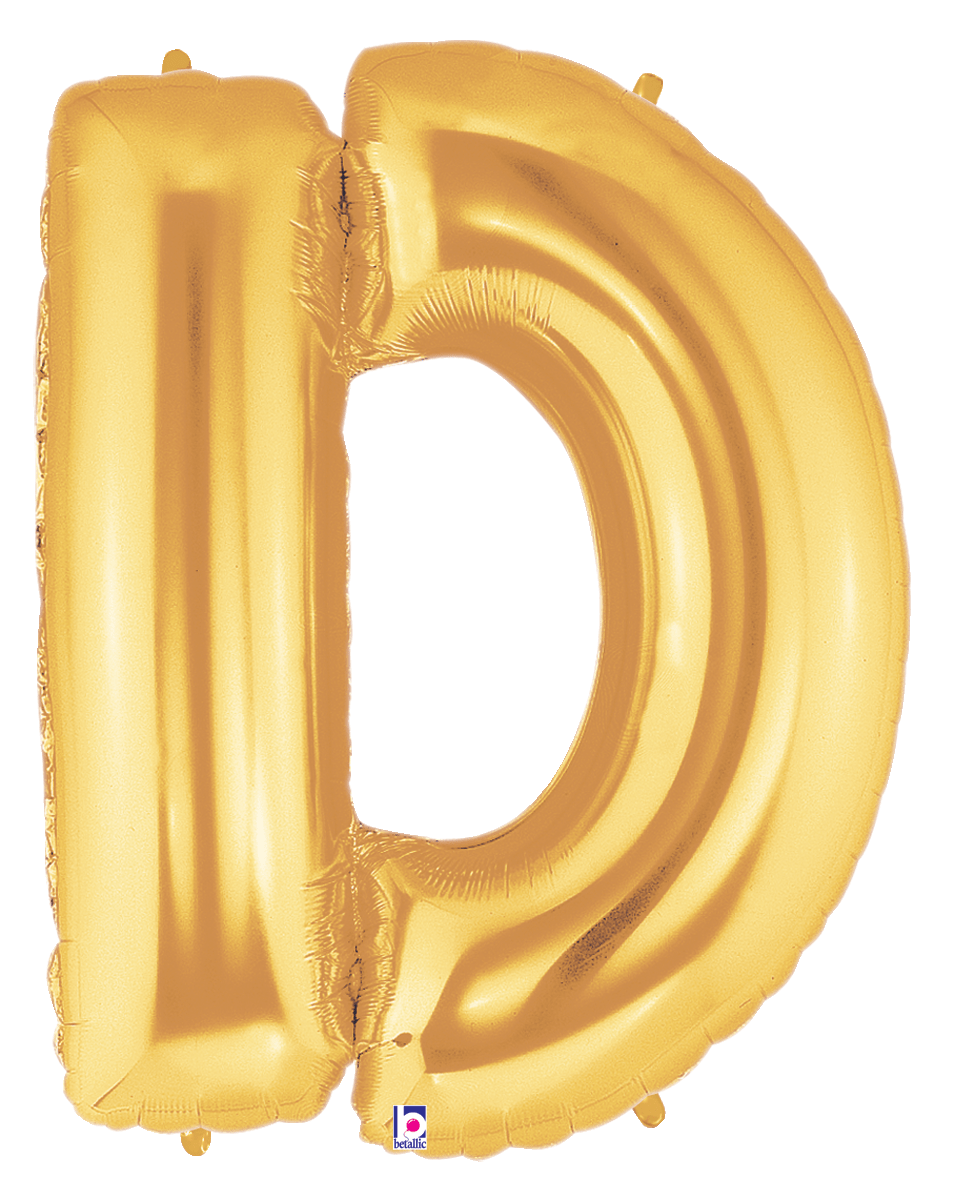 Balloons2Go Balloons D 14 inch Foil Letters Gold 14in Gold Foil Letter Balloons | A-Z Air-Fill Party Decor