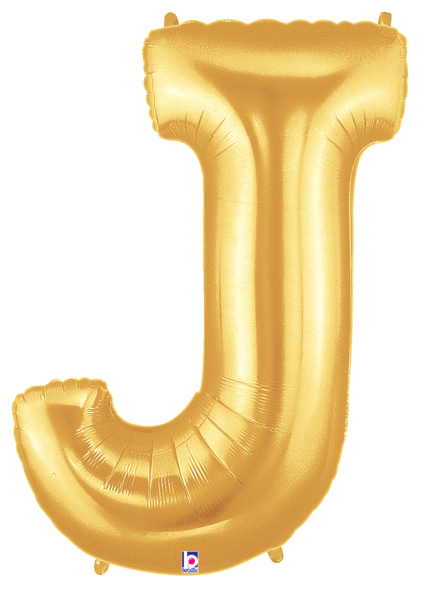 Balloons2Go Balloons J 14 inch Foil Letters Gold 14in Gold Foil Letter Balloons | A-Z Air-Fill Party Decor