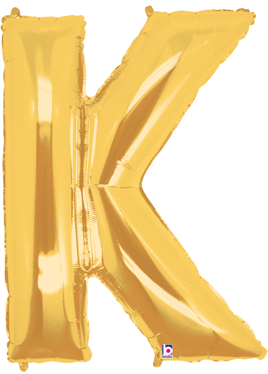 Balloons2Go Balloons K 14 inch Foil Letters Gold 14in Gold Foil Letter Balloons | A-Z Air-Fill Party Decor