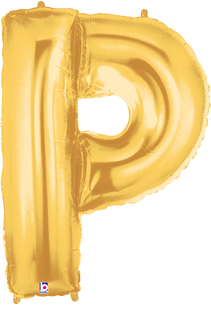 Balloons2Go Balloons P 14 inch Foil Letters Gold 14in Gold Foil Letter Balloons | A-Z Air-Fill Party Decor