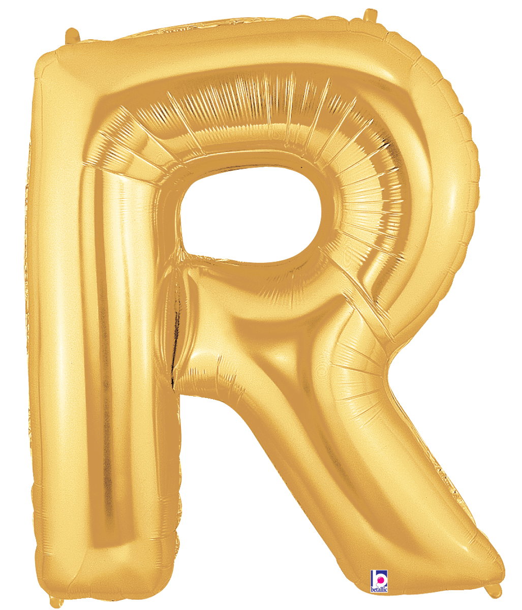 Balloons2Go Balloons R 14 inch Foil Letters Gold 14in Gold Foil Letter Balloons | A-Z Air-Fill Party Decor