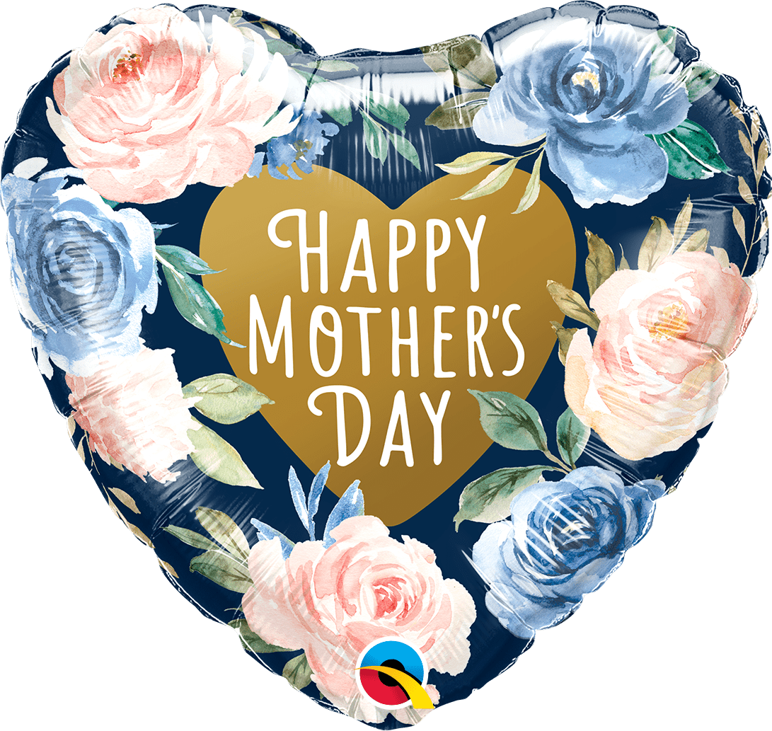Balloons2Go Balloons Mother's Day Pink & Blue Roses Balloon Mother’s Day Foil Balloon | Pink & Blue Roses Design