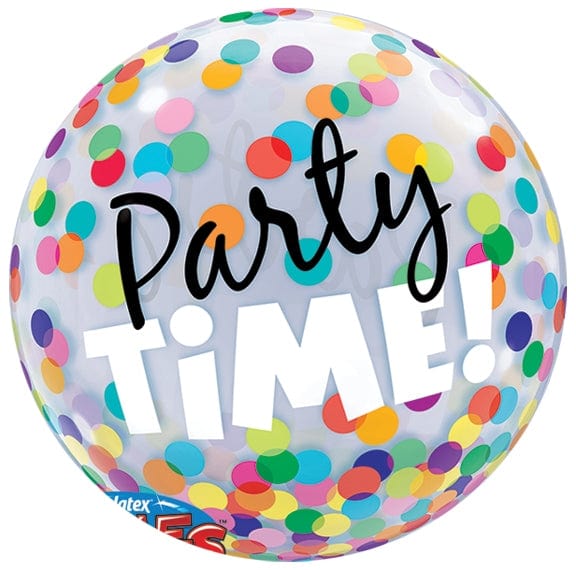 Balloons2Go Balloons 22 inch BUBBLE Party Time! Colorful Dots Balloon 22in Bubble Party Time Colorful Dots | Bright Celebration Balloon