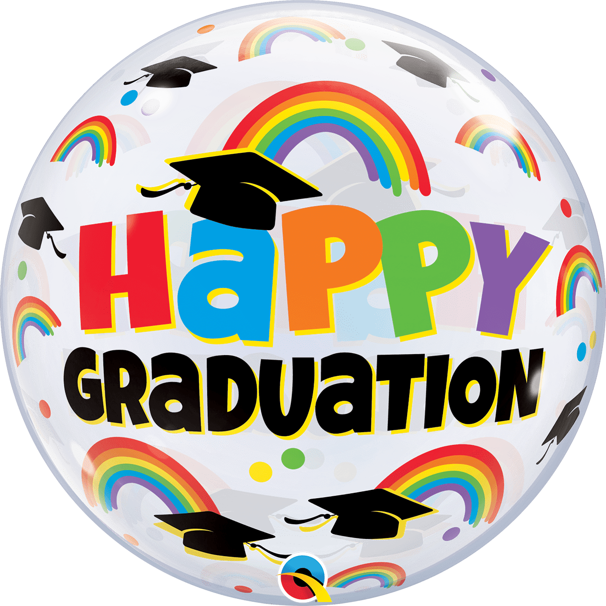 Balloons2Go Balloons Graduation Caps & Rainbows 22 inch round Balloon Graduation Caps & Rainbows Balloon – 22" Round Foil
