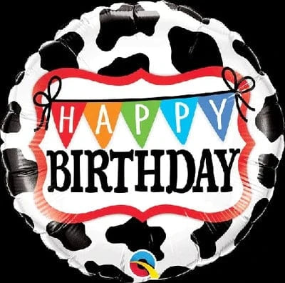 Balloons2Go Balloons 18" Birthday Holstein Cow Pattern Foil Balloon 18in Holstein Cow Birthday Balloon | Farm Animal Theme