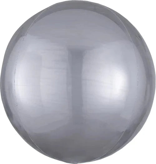 Balloons2Go Balloons 16" Orbz Foil Balloon Silver 16in Silver Orbz Foil Balloon | Metallic Sphere Decor