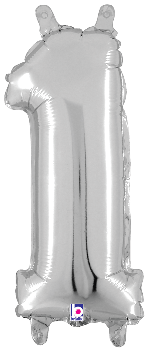 Balloons2Go Balloons 1 40" Silver Number Foil Balloons 40" Silver Number Foil Balloons | Shiny Milestone Numbers