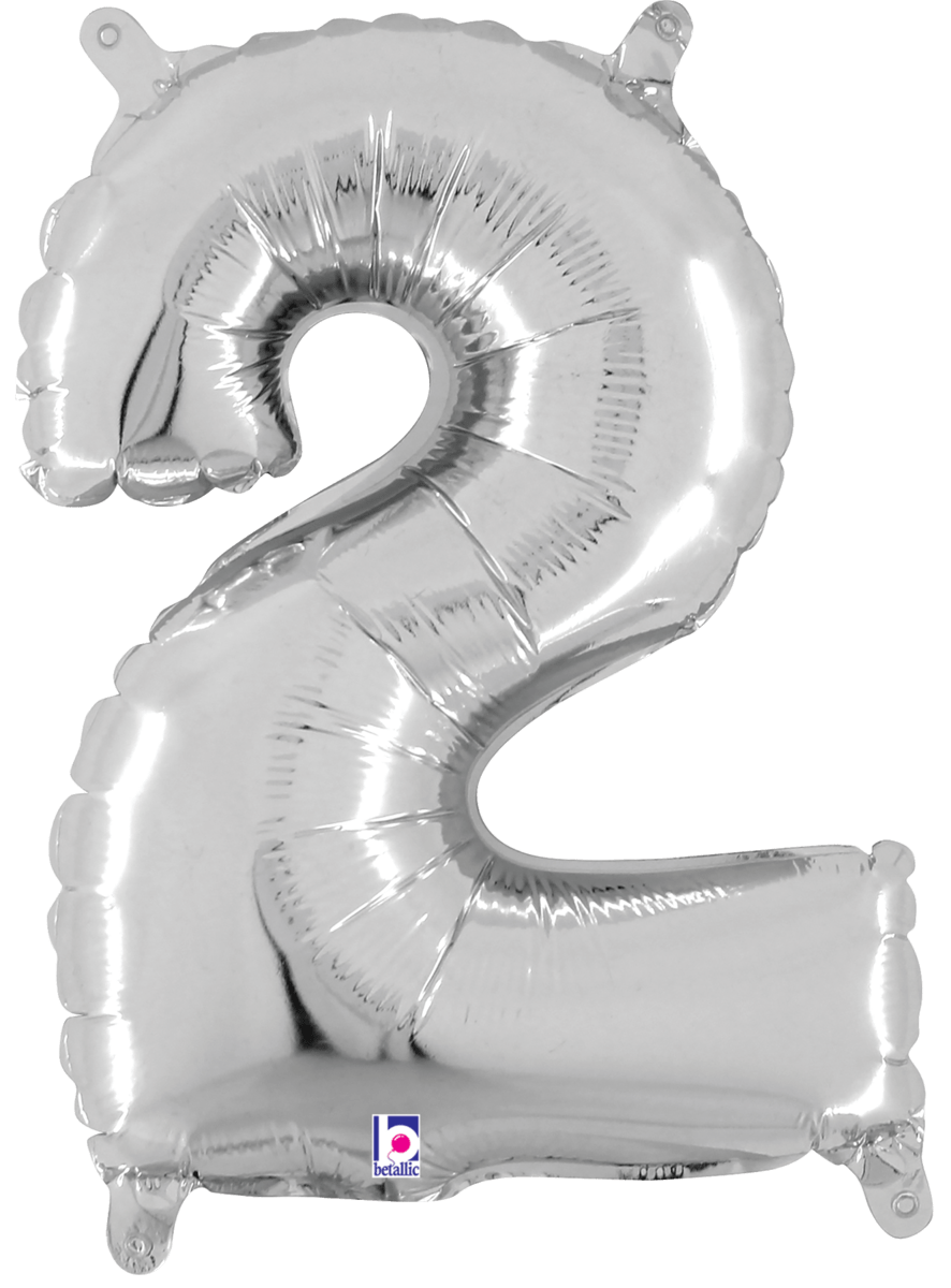 Balloons2Go Balloons 2 14 inch Foil Numbers Silver 14 inch Foil Numbers Silver