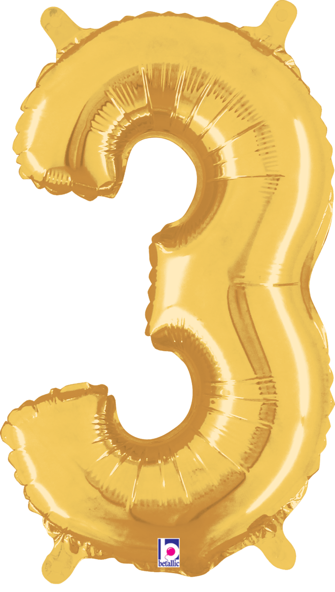 Balloons2Go Balloons 3 40" Gold Number Foil Balloon 40" Gold Number Foil Balloon – Birthday & Anniversary