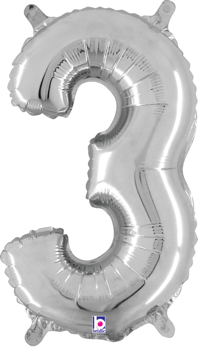 Balloons2Go Balloons 3 14 inch Foil Numbers Silver 14 inch Foil Numbers Silver