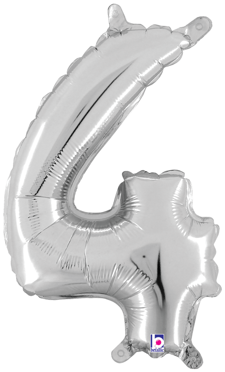 Balloons2Go Balloons 4 14 inch Foil Numbers Silver 14 inch Foil Numbers Silver