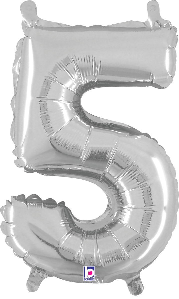 Balloons2Go Balloons 5 14 inch Foil Numbers Silver 14 inch Foil Numbers Silver