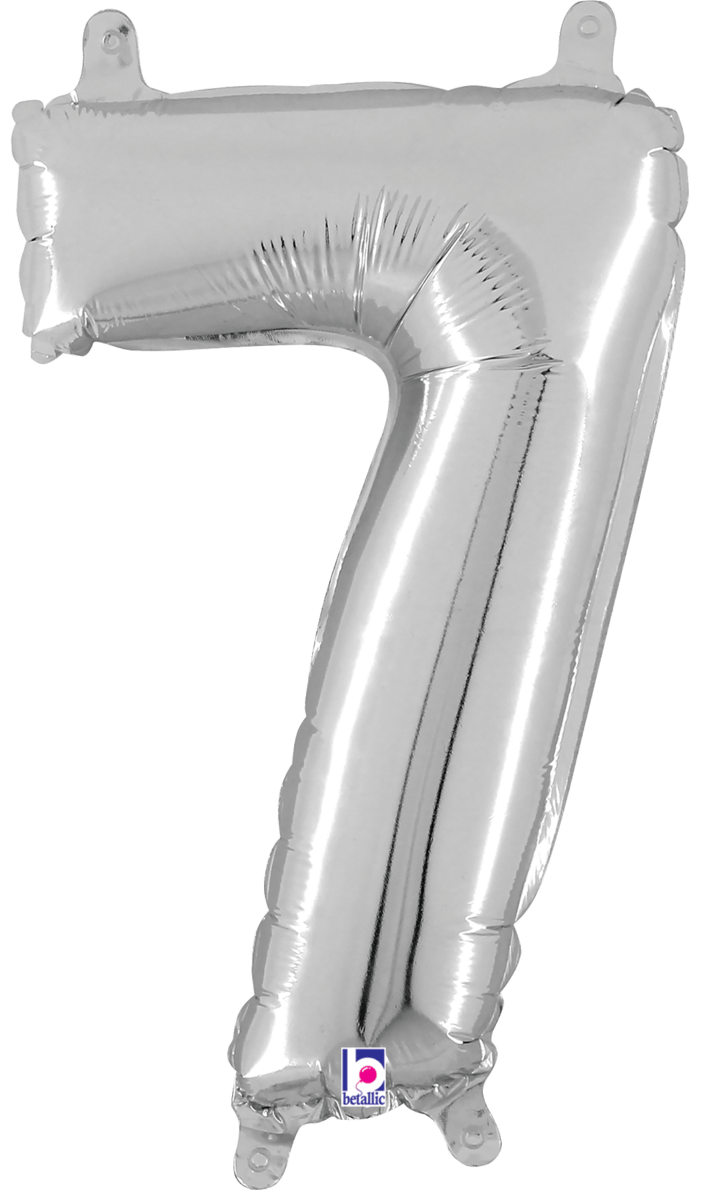 Balloons2Go Balloons 7 40" Silver Number Foil Balloons 40" Silver Number Foil Balloons | Shiny Milestone Numbers