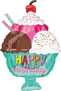 Balloons2Go Balloons 23 inch Happy Birthday Ice Cream Sundae Balloon 23" Happy Birthday Ice Cream Sundae Balloon | Fun Dessert Balloon