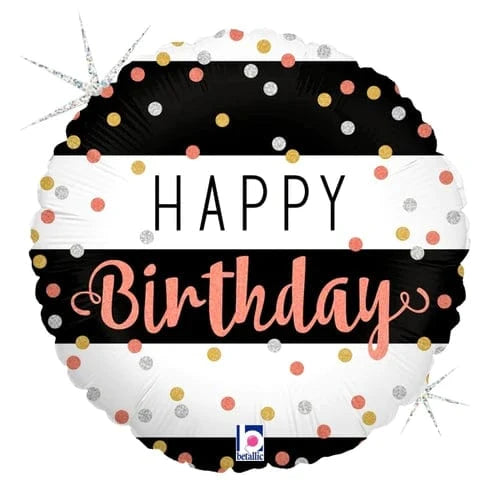 Balloons2Go Balloons 18" Rose Gold Birthday Holographic Foil Balloon 18" Rose Gold Birthday Holographic Foil Balloon | Glam Party Decor