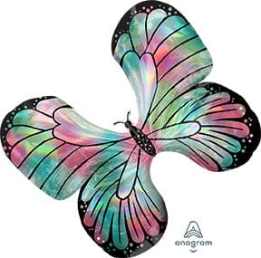 Balloons2Go Balloons Iridescent Teal & Pink Butterfly Foil Balloon - Holographic 14in Iridescent Butterfly Foil Balloon | Teal & Pink