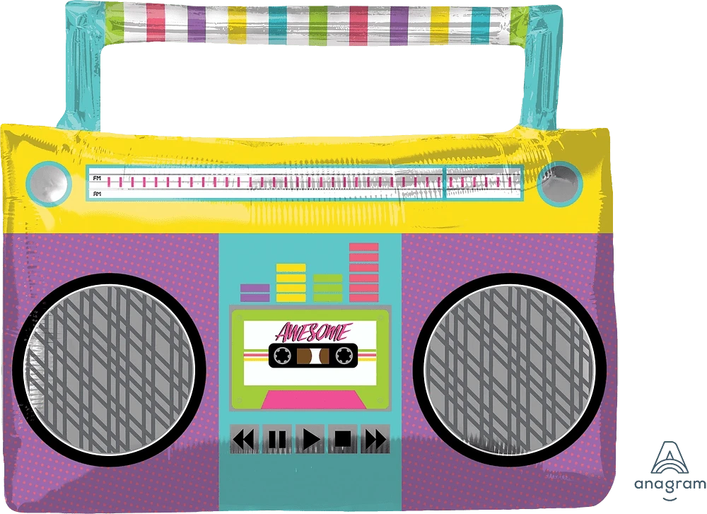 Balloons2Go Balloons Boombox SuperShape Awesome Party Balloon Boombox Supershape Balloon | Awesome Party Vibes