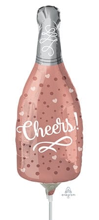 Balloons2Go Balloons 14 inch Cheers Rosé Bottle Mini Shape Balloon 14in Cheers Rose Bottle Mini Shape | Foil Balloon