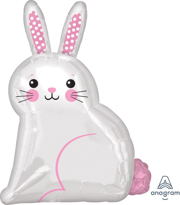 Balloons2Go Balloons 22" Junior Shape White Satin Bunny Foil Balloon 22" Junior Shape White Satin Bunny Balloon | Easter Bunny Balloon