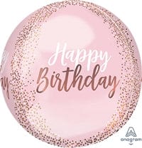 Balloons2Go Balloons 16 inch Blush Birthday ORBZ Balloon Flat 16" Blush Birthday Orbz | Modern Round Balloon Design