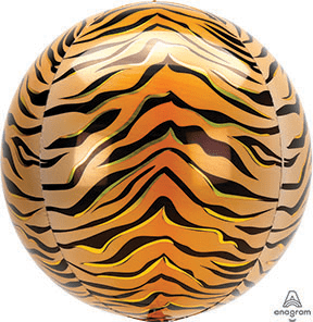 Balloons2Go Balloons 16 inch TIGER Print Orbz 16in Tiger Print Orbz Balloon | Wild Party Theme