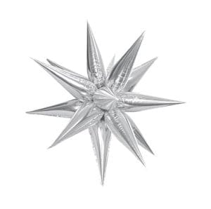 Balloons2Go Balloons 26 inch / Silver Starburst Foil Balloons 26 inch, 40 inch Starburst Foil Balloons Collection | Radiant Shapes