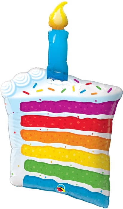 Balloons2Go Balloons 42 inch Rainbow Cake & Candle Balloon 42" Rainbow Cake Candle Balloon | Birthday Centerpiece Foil