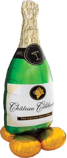 Balloons2Go Balloons 60 inch AirLoonz Bubbly Wine Bottle Foil Multi-Balloon 60in Bubbly Wine Bottle Balloon | AirLoonz Celebration