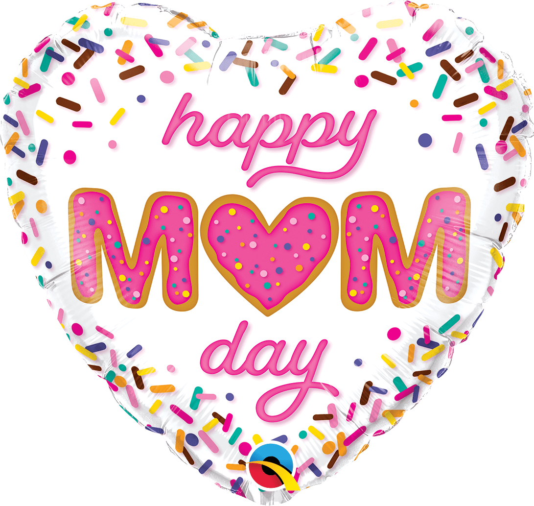 Balloons2Go Balloons Mom Day Sprinkles Balloon With Heart 18in Valentine's Day Sprinkles Foil Balloon | Sweetheart Theme