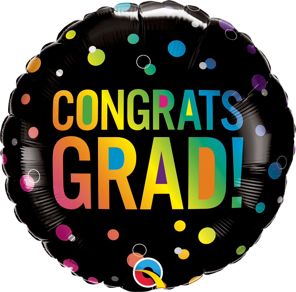 Balloons2Go Balloons Congrats Grad Ombre Dots Balloon 18in Congrats Grad Ombre Dots Foil Balloon | Graduation Decor