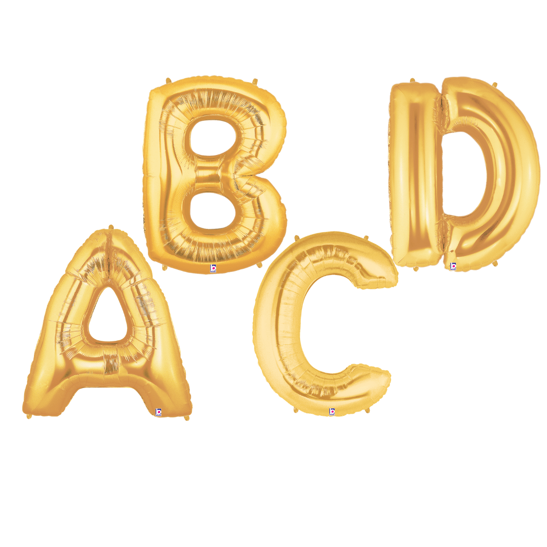 Balloons2Go Balloons 14 inch Foil Letters Gold 14in Gold Foil Letter Balloons | A-Z Air-Fill Party Decor