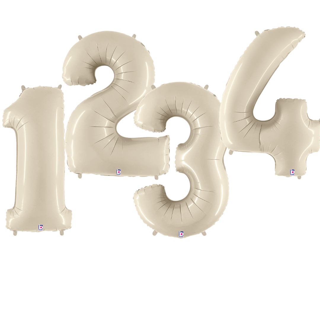 Balloons2Go Balloons 40 inch White Sand Foil Numbers 40in White Sand Foil Numbers | Elegant Numeric Balloon Display