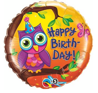 Balloons2Go Balloons 18" Happy Birthday Owl Foil Balloon 18in Birthday Owl Foil Balloon | Cute Animal Design