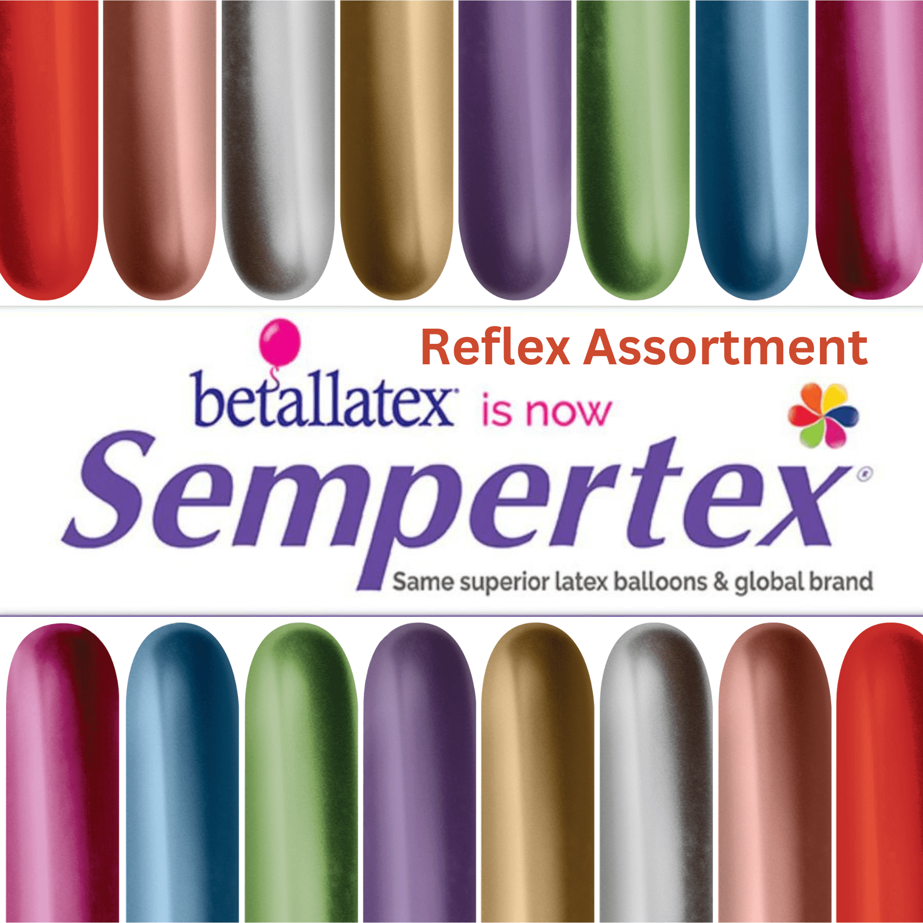 Balloons2Go Balloons Sempertex Reflex Assortment 260Q Twisting Balloons | 50ct Sempertex Reflex Assortment 260 Balloons - 50ct | Twisting Balloon Variety
