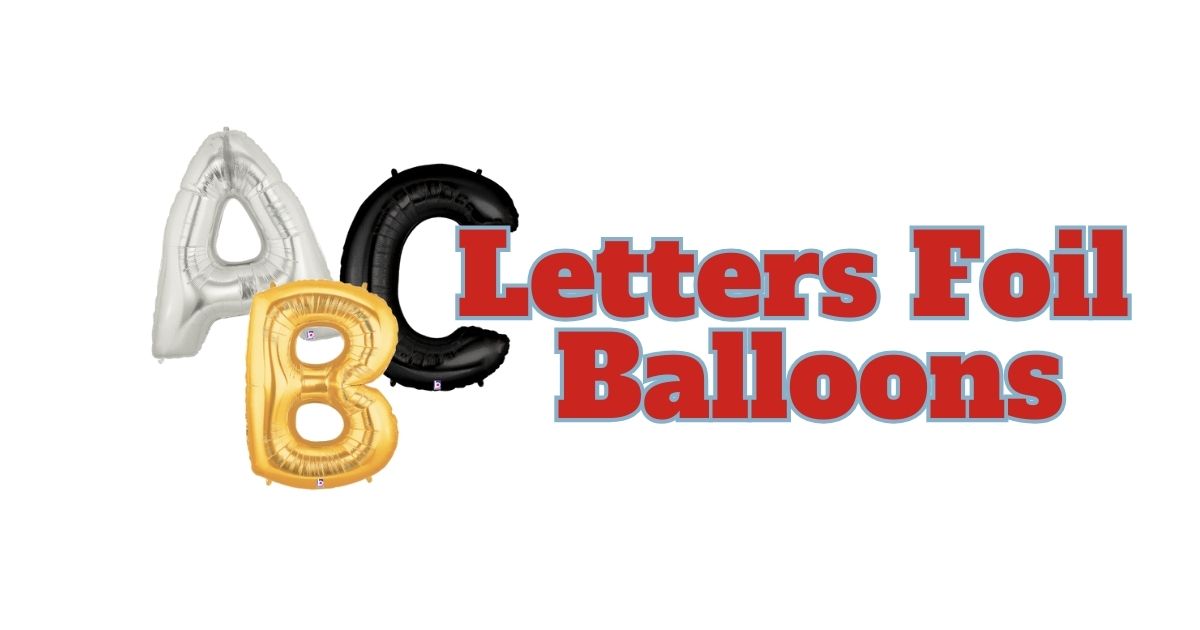 a collection of letter foil balloons