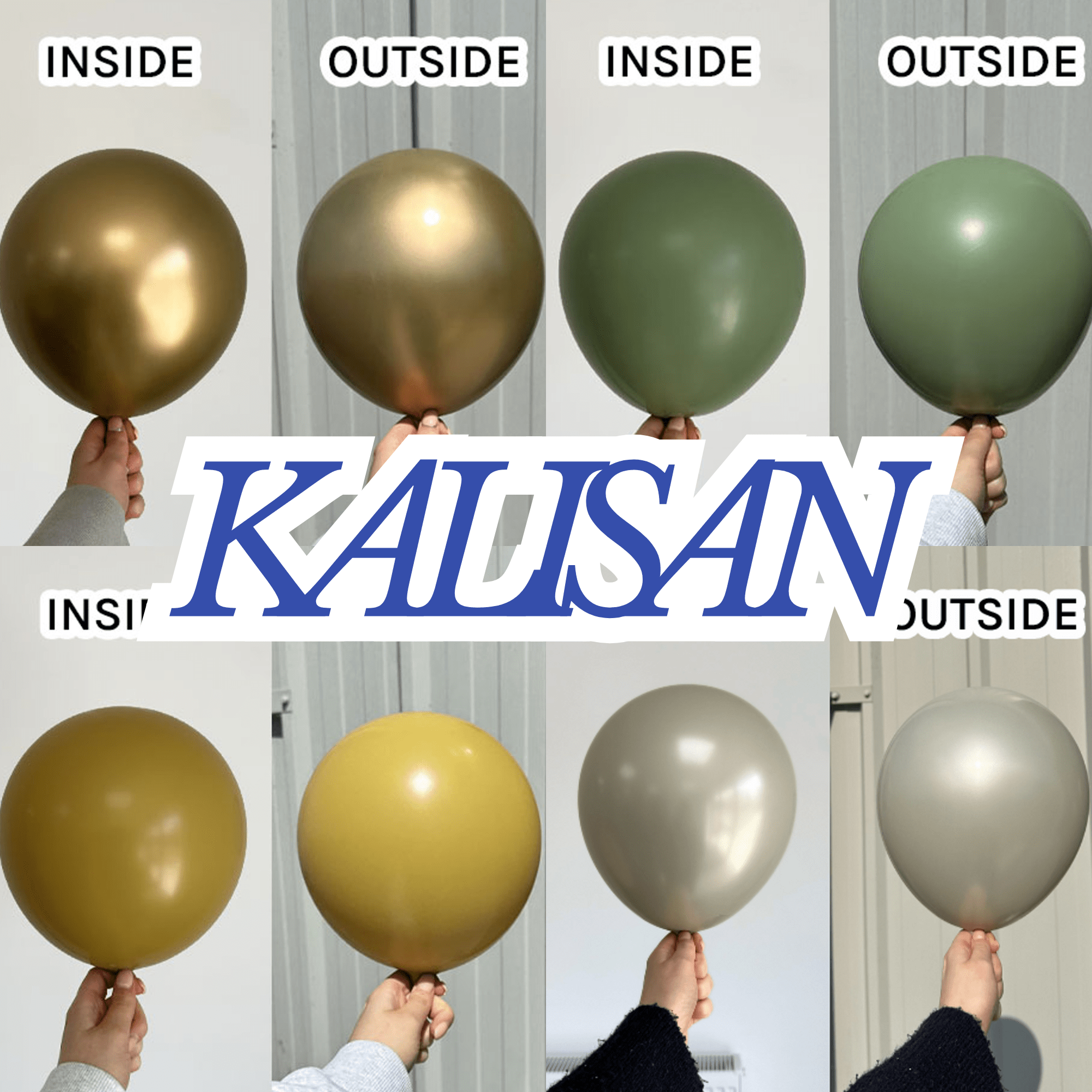 different colored kalisan balloons showing indoor and outdoor color differences