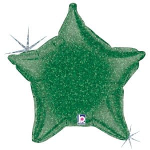 21" Dark Green Holographic foil balloon star 1Ct
