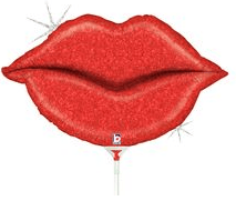 sempertex Balloons 14" Glitter Lips Holographic Air-Fill Shape Foil Balloon 14" Glitter Lips Holographic Air-Fill Shape Foil Balloon