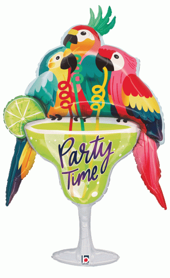 sempertex Balloons 44" Party Time Parrots Foil Balloon 44" Party Time Parrots Foil Balloon