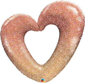 42 inch Rose Gold Glitter OMBRE Open Heart