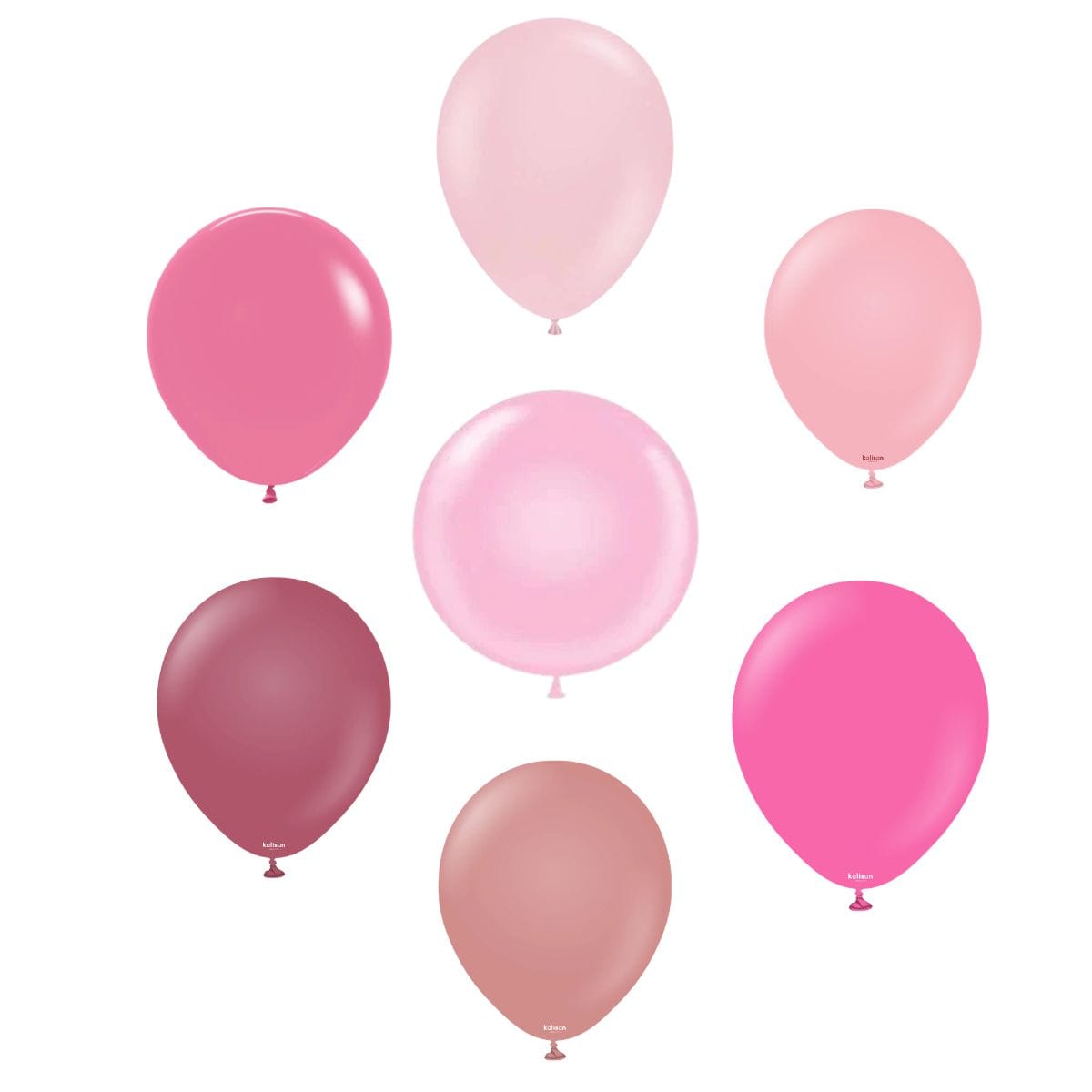 Set of pink balloons on a white background