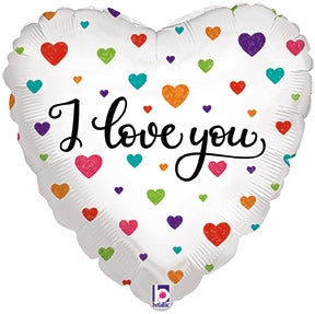 18 inch Colorful Hearts I Love You - Holographic