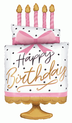sempertex Balloons 35" Pink Bow Birthday Cake Foil Balloon 35" Pink Bow Birthday Cake Foil Balloon