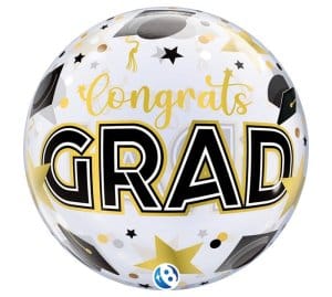 takara Balloons 22" Congrats Grad Stars & Dots Bubble Balloo 22" Congrats Grad Stars & Dots Bubble Balloo