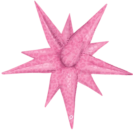 prima Balloons 40" Dark Pink Matte & Shiny Leopard Print Starburst 40" Dark Pink Matte & Shiny Leopard Print Starburst