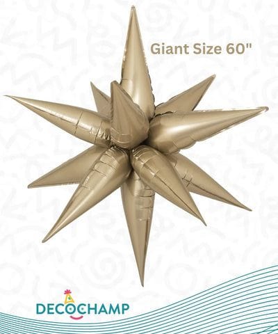 Decochamp Balloons 60" Giant Staraburst Champagne Foil Balloon 60" Giant Staraburst Champagne Foil Balloon