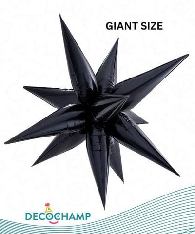 Decochamp Balloons 60" Giant Starburst Black Foil Balloon 60" Giant Starburst Black Foil Balloon