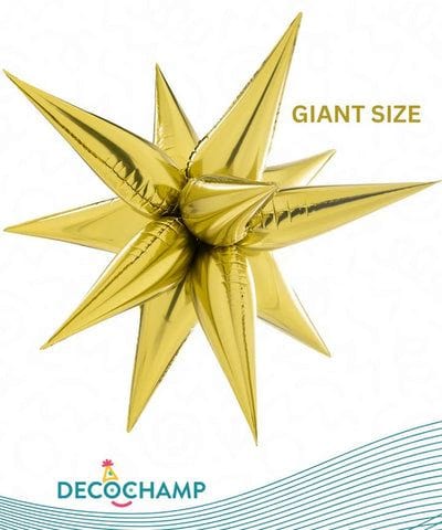 Decochamp Balloons 60" Giant Starburst Gold Foil Balloon 60" Giant Starburst Gold Foil Balloon