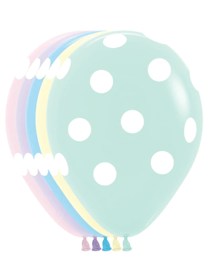 11" Sempertex Polka Dots Pastel Matte Latex Balloons | 50 Count